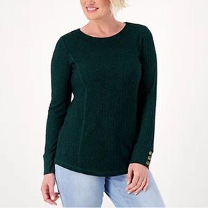 Susan Graver Heather Sweater Rib Knit Crew Neck Tunic